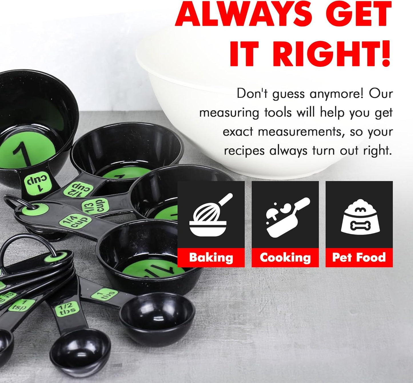 Easy to Read Plastic, Measuring Cup Set, 10 piece set, Blue