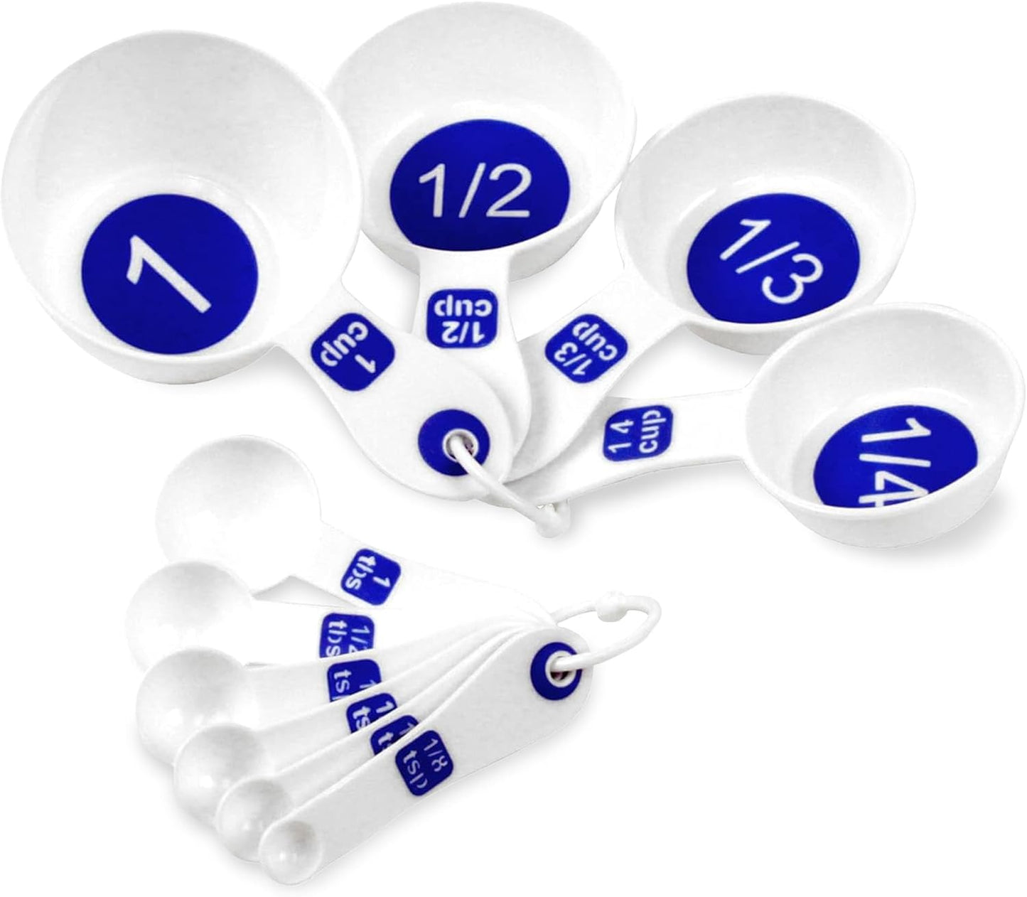 Easy to Read Plastic, Measuring Cup Set, 10 piece set, Blue