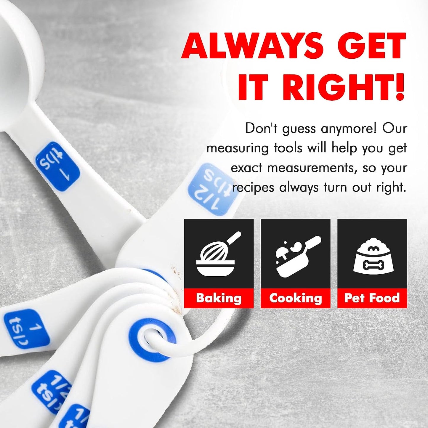 Easy to Read Plastic, Measuring Cup Set, 10 piece set, Blue