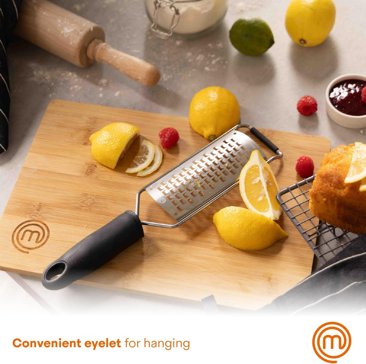 Lemon Zester Grater with Handle, Stainless Steel, Non Slip Grip
