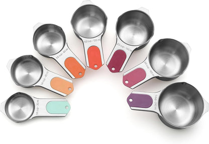Magnetic Stainless Steel Measuring Cups Set of 7 Patented Black | Metal Measuring Cups for Measuring Dry or Liquid Ingredients, Easy to Read Markings, Dishwasher Safe Nesting Magnetic Cups
