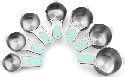 Magnetic Stainless Steel Measuring Cups Set of 7 Patented Black | Metal Measuring Cups for Measuring Dry or Liquid Ingredients, Easy to Read Markings, Dishwasher Safe Nesting Magnetic Cups