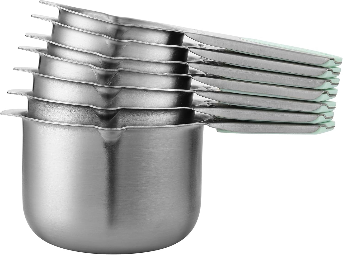 Magnetic Stainless Steel Measuring Cups Set of 7 Patented Black | Metal Measuring Cups for Measuring Dry or Liquid Ingredients, Easy to Read Markings, Dishwasher Safe Nesting Magnetic Cups