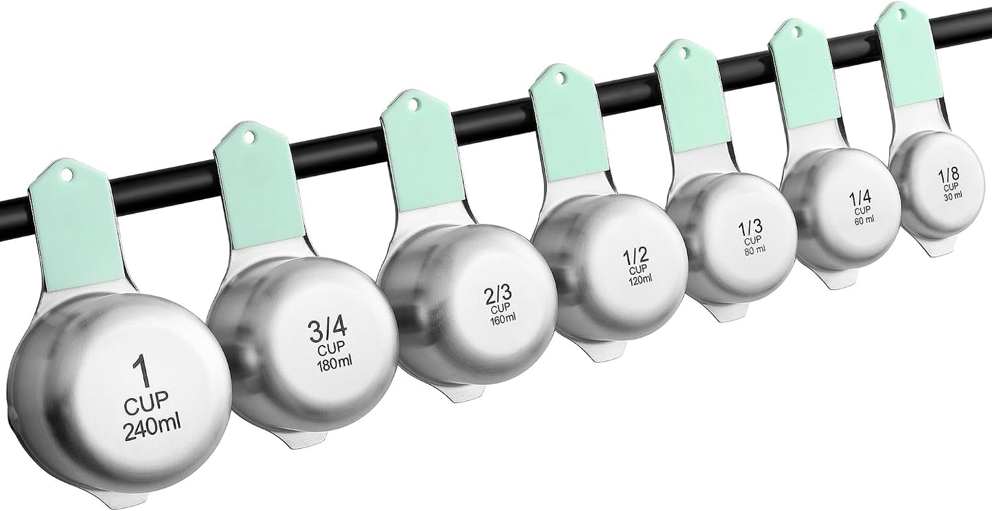 Magnetic Stainless Steel Measuring Cups Set of 7 Patented Black | Metal Measuring Cups for Measuring Dry or Liquid Ingredients, Easy to Read Markings, Dishwasher Safe Nesting Magnetic Cups