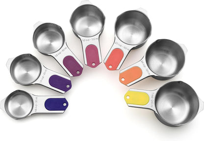Magnetic Stainless Steel Measuring Cups Set of 7 Patented Black | Metal Measuring Cups for Measuring Dry or Liquid Ingredients, Easy to Read Markings, Dishwasher Safe Nesting Magnetic Cups