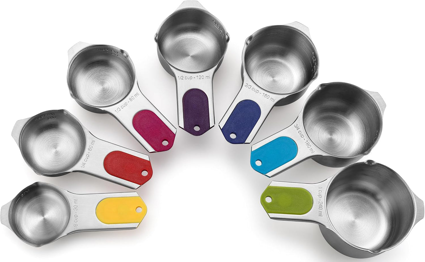 Magnetic Stainless Steel Measuring Cups Set of 7 Patented Black | Metal Measuring Cups for Measuring Dry or Liquid Ingredients, Easy to Read Markings, Dishwasher Safe Nesting Magnetic Cups