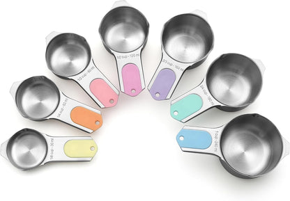 Magnetic Stainless Steel Measuring Cups Set of 7 Patented Black | Metal Measuring Cups for Measuring Dry or Liquid Ingredients, Easy to Read Markings, Dishwasher Safe Nesting Magnetic Cups