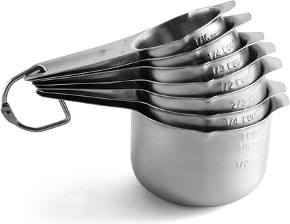 Magnetic Stainless Steel Measuring Cups Set of 7 Patented Black | Metal Measuring Cups for Measuring Dry or Liquid Ingredients, Easy to Read Markings, Dishwasher Safe Nesting Magnetic Cups