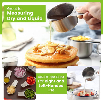 Magnetic Stainless Steel Measuring Cups Set of 7 Patented Black | Metal Measuring Cups for Measuring Dry or Liquid Ingredients, Easy to Read Markings, Dishwasher Safe Nesting Magnetic Cups