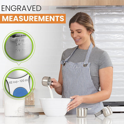 Magnetic Stainless Steel Measuring Cups Set of 7 Patented Black | Metal Measuring Cups for Measuring Dry or Liquid Ingredients, Easy to Read Markings, Dishwasher Safe Nesting Magnetic Cups