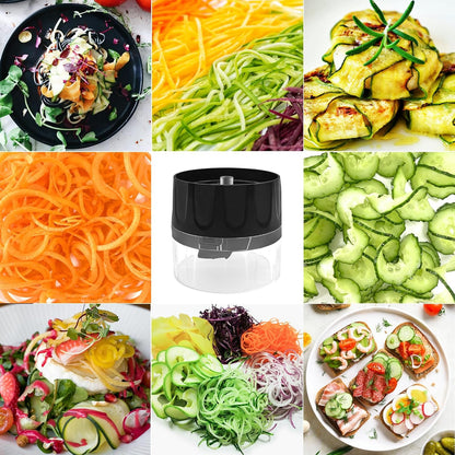 3-in-1 Vegetable Spiralizer Slicer, Adjustable Mandoline Spiral Cutter for Zucchini Noodles, Carrots, Cucumber (Grey)