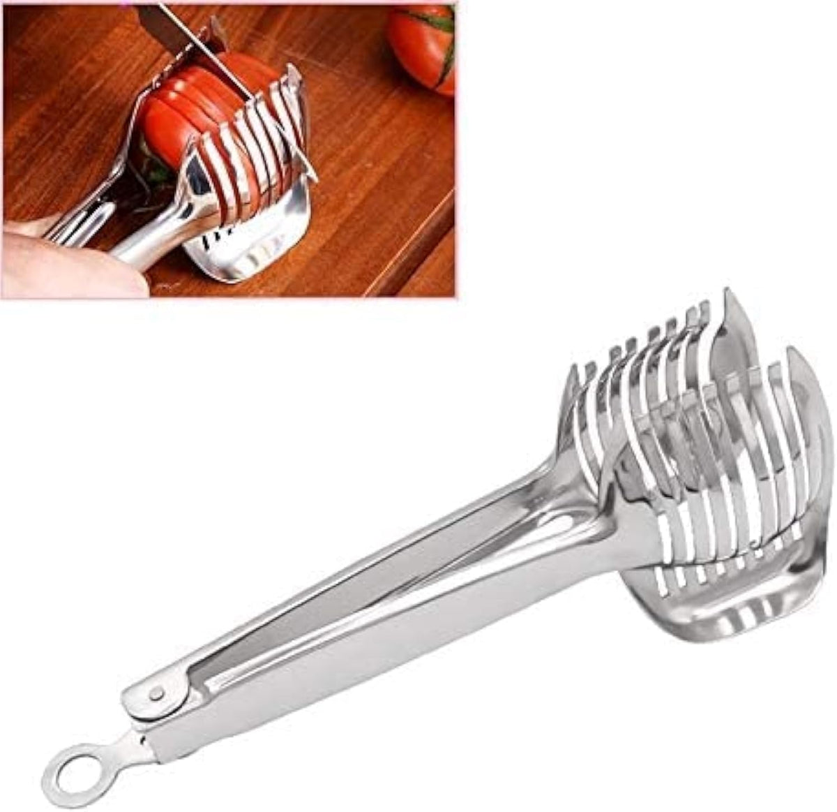 Tomato Slicer Lemon Cutter Stainless Steel Kitchen Cutting Aid Holder Tools For Soft Skin Fruits And Vegetables,Home Made Food & Drinks Decoration