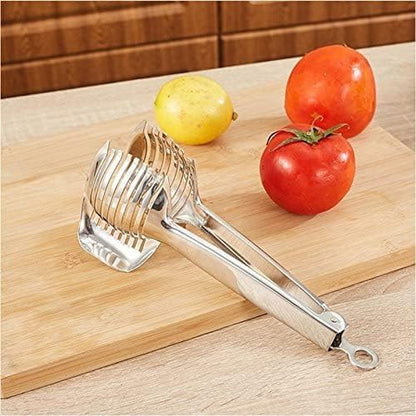 Tomato Slicer Lemon Cutter Stainless Steel Kitchen Cutting Aid Holder Tools For Soft Skin Fruits And Vegetables,Home Made Food & Drinks Decoration