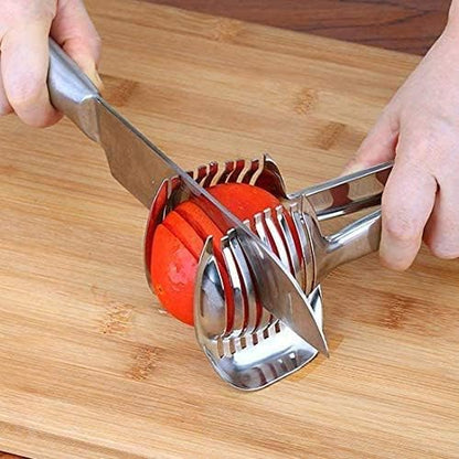 Tomato Slicer Lemon Cutter Stainless Steel Kitchen Cutting Aid Holder Tools For Soft Skin Fruits And Vegetables,Home Made Food & Drinks Decoration