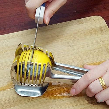 Tomato Slicer Lemon Cutter Stainless Steel Kitchen Cutting Aid Holder Tools For Soft Skin Fruits And Vegetables,Home Made Food & Drinks Decoration