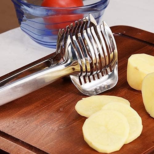 Tomato Slicer Lemon Cutter Stainless Steel Kitchen Cutting Aid Holder Tools For Soft Skin Fruits And Vegetables,Home Made Food & Drinks Decoration