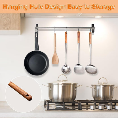 FJNATINH Solid 304 Stainless Steel Skimmer Slotted Spoon Colander Strainer Ladle for Cooking and Frying, Kitchen Utensils Wire Strainer Pasta Strainer Spoon