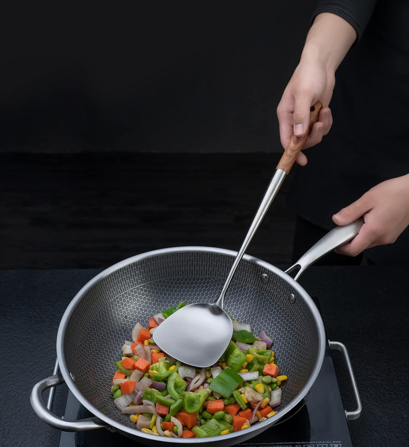 FJNATINH Solid 304 Stainless Steel Skimmer Slotted Spoon Colander Strainer Ladle for Cooking and Frying, Kitchen Utensils Wire Strainer Pasta Strainer Spoon