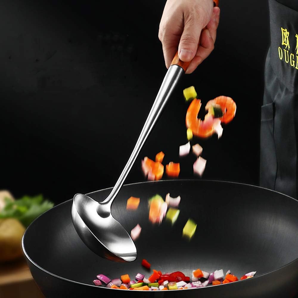 FJNATINH Solid 304 Stainless Steel Skimmer Slotted Spoon Colander Strainer Ladle for Cooking and Frying, Kitchen Utensils Wire Strainer Pasta Strainer Spoon