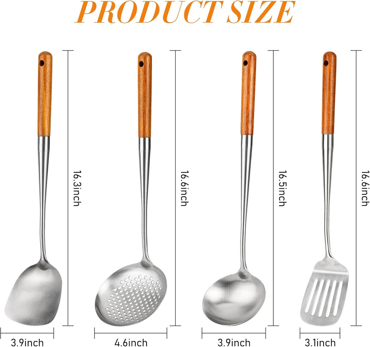 FJNATINH Solid 304 Stainless Steel Skimmer Slotted Spoon Colander Strainer Ladle for Cooking and Frying, Kitchen Utensils Wire Strainer Pasta Strainer Spoon