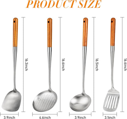 FJNATINH Solid 304 Stainless Steel Skimmer Slotted Spoon Colander Strainer Ladle for Cooking and Frying, Kitchen Utensils Wire Strainer Pasta Strainer Spoon