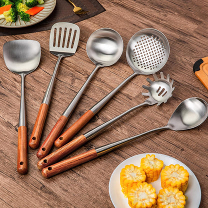 FJNATINH Solid 304 Stainless Steel Skimmer Slotted Spoon Colander Strainer Ladle for Cooking and Frying, Kitchen Utensils Wire Strainer Pasta Strainer Spoon
