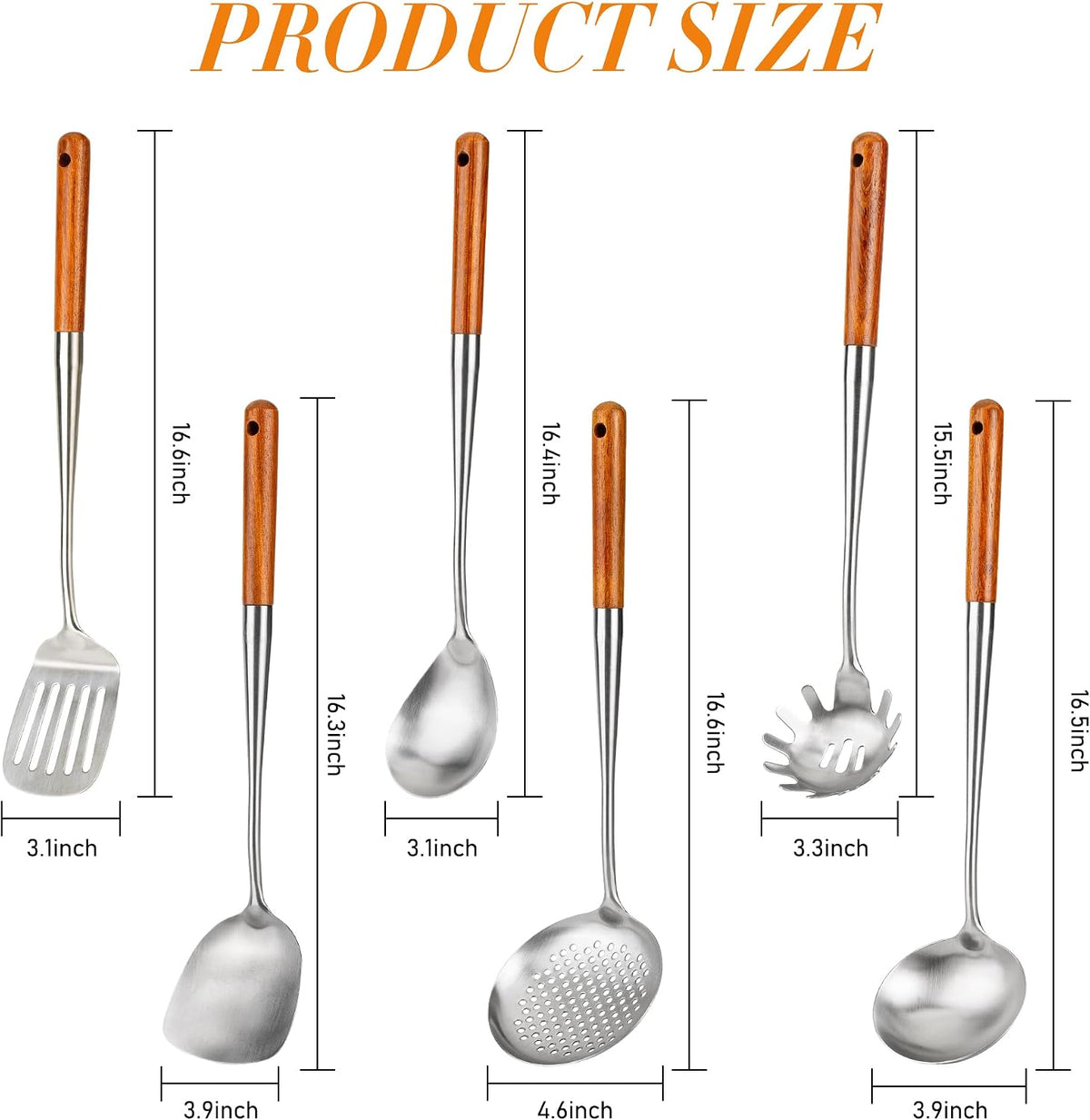 FJNATINH Solid 304 Stainless Steel Skimmer Slotted Spoon Colander Strainer Ladle for Cooking and Frying, Kitchen Utensils Wire Strainer Pasta Strainer Spoon