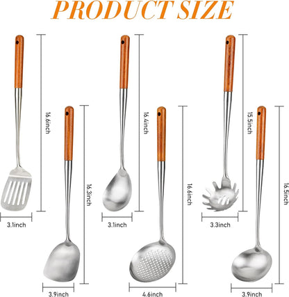 FJNATINH Solid 304 Stainless Steel Skimmer Slotted Spoon Colander Strainer Ladle for Cooking and Frying, Kitchen Utensils Wire Strainer Pasta Strainer Spoon