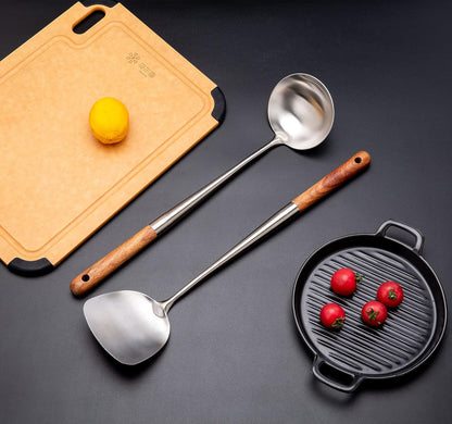 FJNATINH Solid 304 Stainless Steel Skimmer Slotted Spoon Colander Strainer Ladle for Cooking and Frying, Kitchen Utensils Wire Strainer Pasta Strainer Spoon