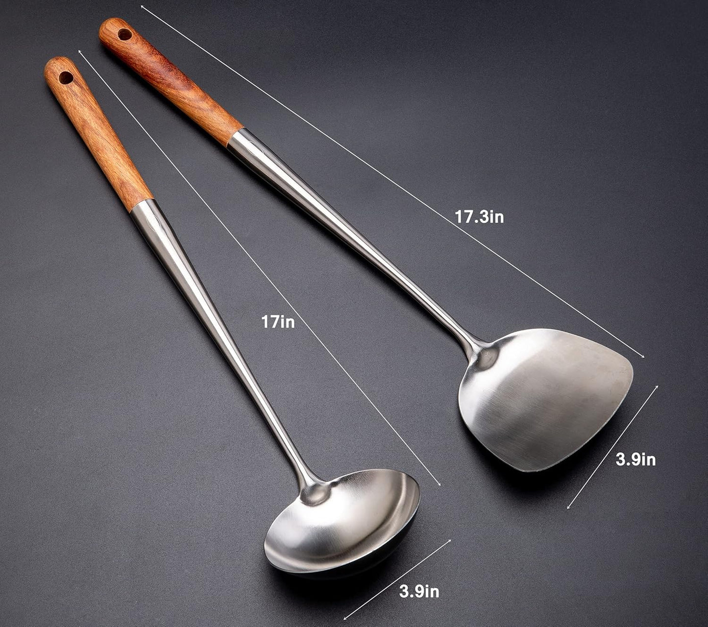 FJNATINH Solid 304 Stainless Steel Skimmer Slotted Spoon Colander Strainer Ladle for Cooking and Frying, Kitchen Utensils Wire Strainer Pasta Strainer Spoon