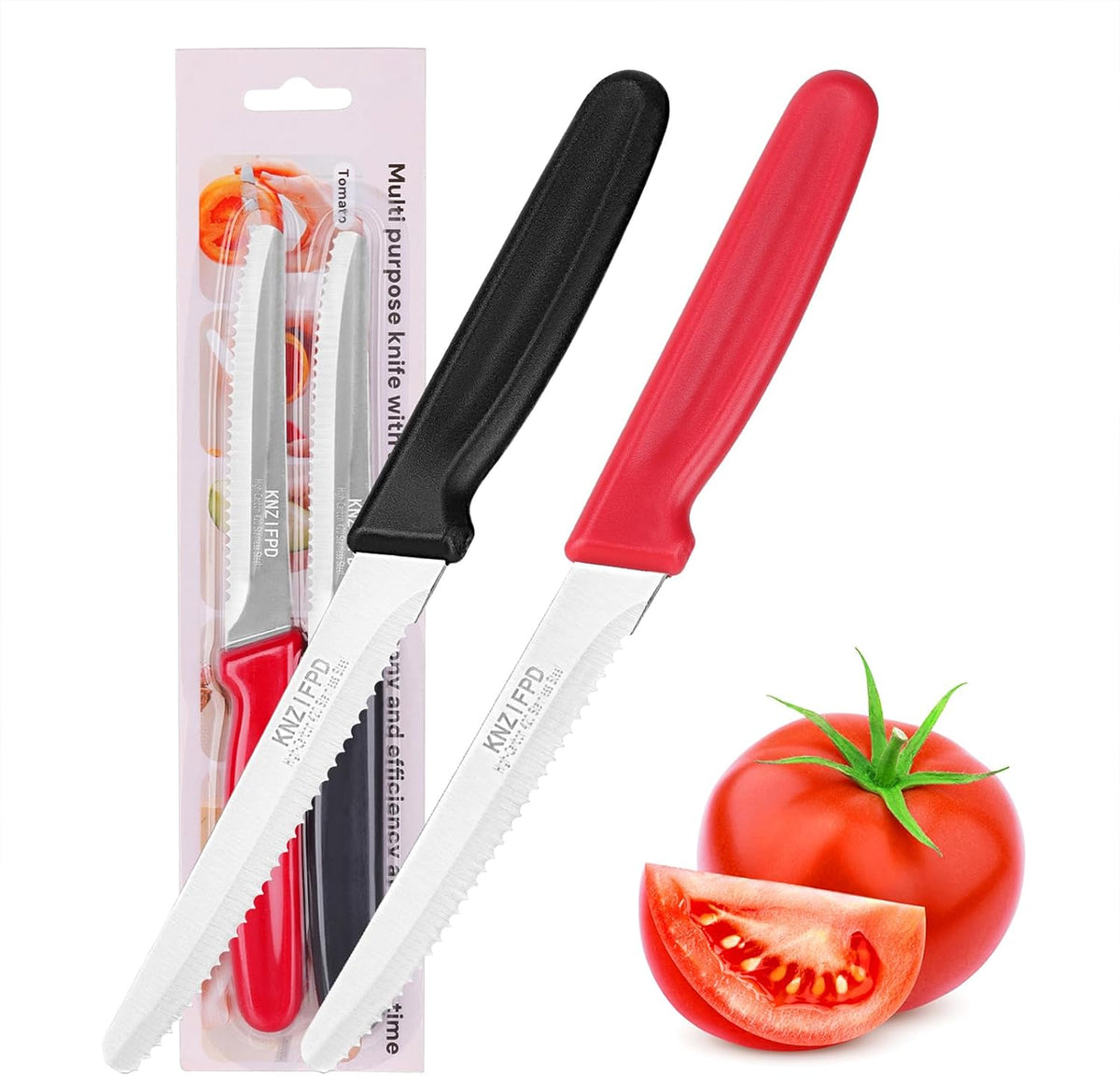2 Pcs Tomato Knives, Sharp Serrated Knife for Steak and Bread, Soft Fruits