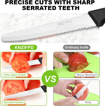 2 Pcs Tomato Knives, Sharp Serrated Knife for Steak and Bread, Soft Fruits