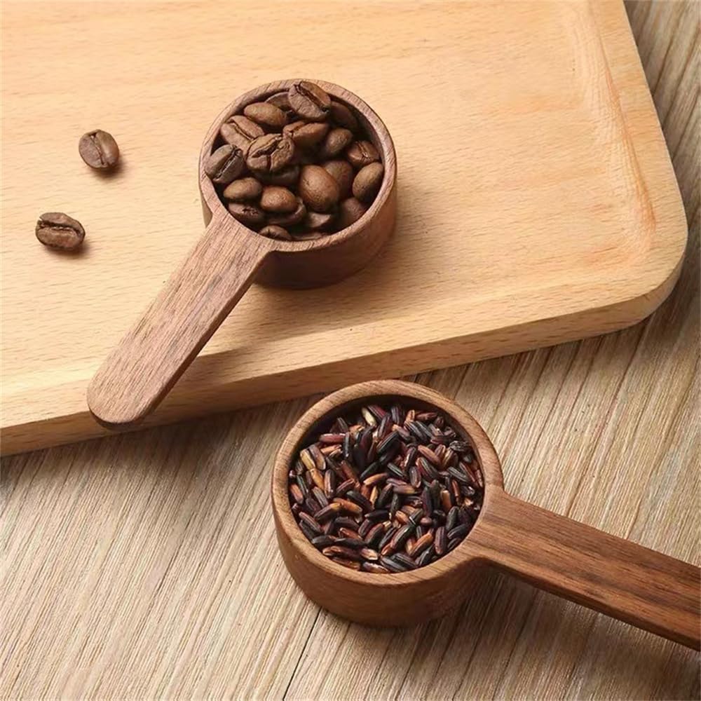 Wooden Coffee Spoon in Walnut, Coffee Scoop Measuring for Coffee Beans, Whole Beans Ground Beans or Tea, Home Kitchen Accessories, Coffee Scoop - 1 Pack, 15ml