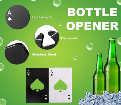 2 piece set black and Silver Poker Card Beer Bottle Opener, Poker Card Cap Opener For Beer, Soda, Bottles