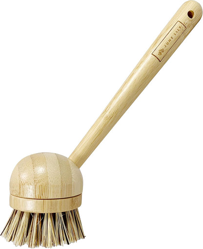 Long Coconut Dish Brush Plant-Based Vegan for Kitchen Bathroom Cleaning Produce Washing Dishes (Long Dish Brush & Coconut Brush Head)