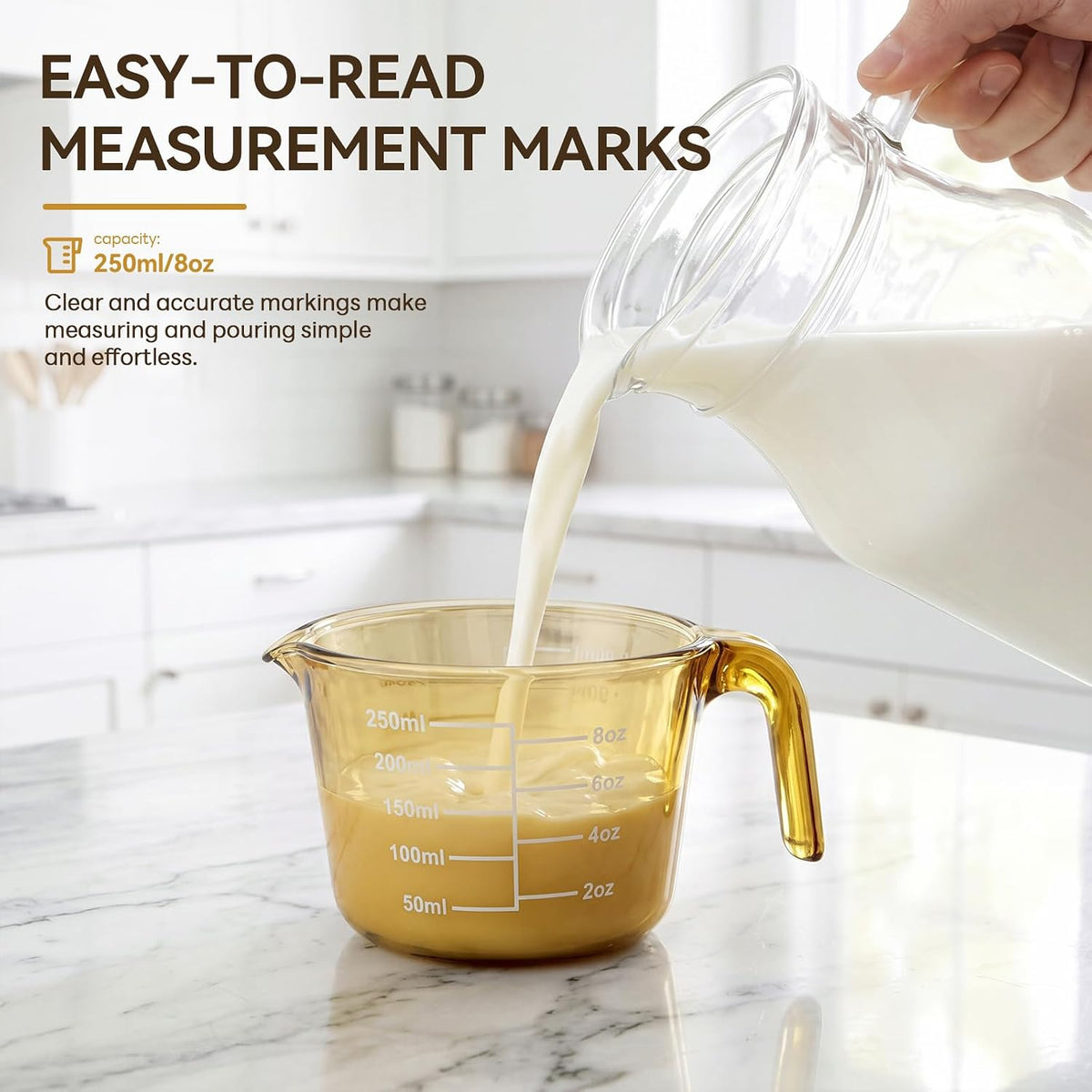 3 Pack Glass Measuring Cups 1, 2 & 4 Cup, Measuring Cups for Liquid