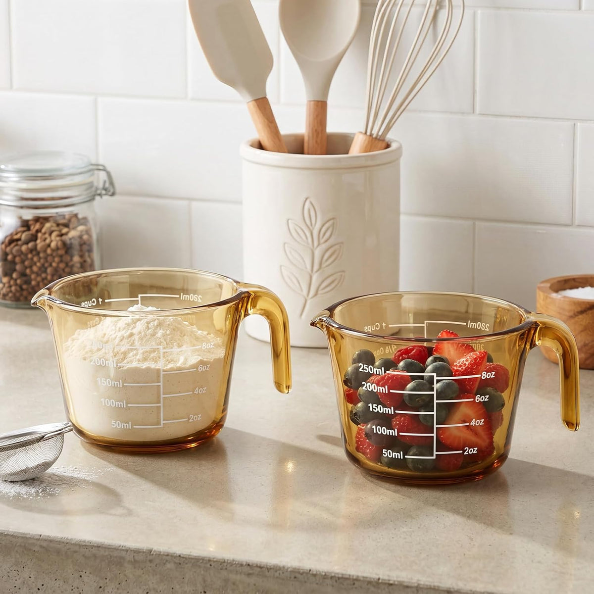 3 Pack Glass Measuring Cups 1, 2 & 4 Cup, Measuring Cups for Liquid