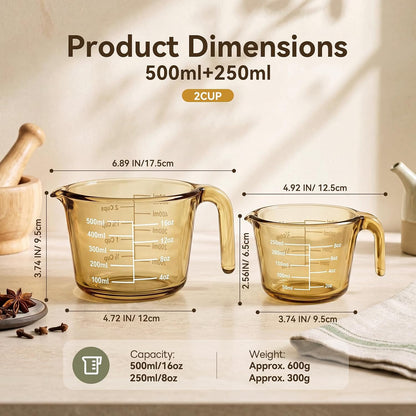 3 Pack Glass Measuring Cups 1, 2 & 4 Cup, Measuring Cups for Liquid
