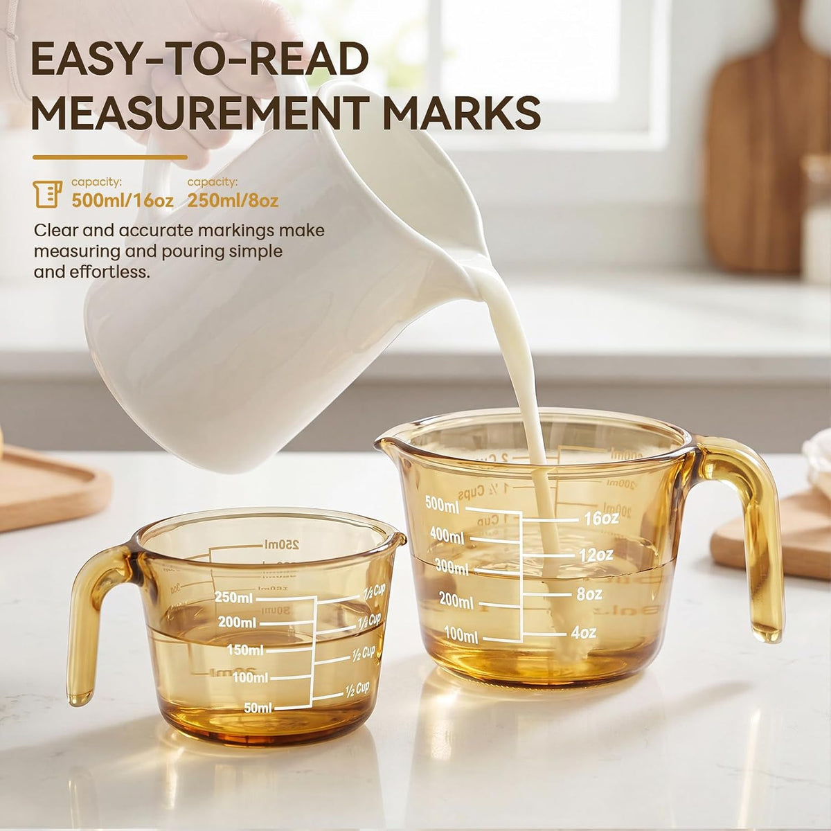 3 Pack Glass Measuring Cups 1, 2 & 4 Cup, Measuring Cups for Liquid
