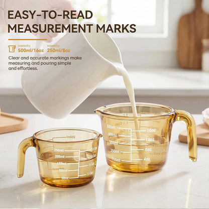 3 Pack Glass Measuring Cups 1, 2 & 4 Cup, Measuring Cups for Liquid