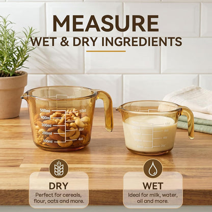 3 Pack Glass Measuring Cups 1, 2 & 4 Cup, Measuring Cups for Liquid