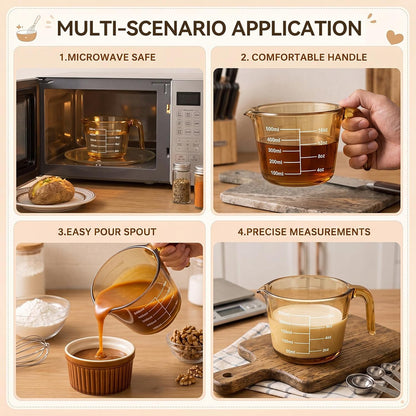 3 Pack Glass Measuring Cups 1, 2 & 4 Cup, Measuring Cups for Liquid