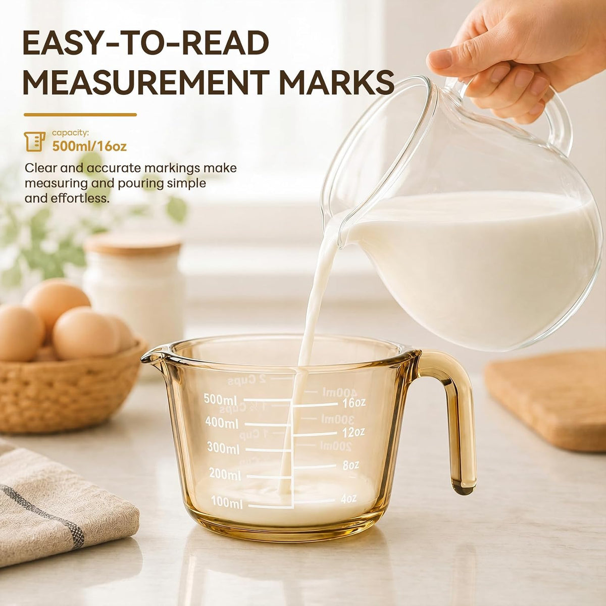 3 Pack Glass Measuring Cups 1, 2 & 4 Cup, Measuring Cups for Liquid