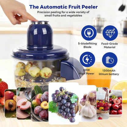 Automatic Grape Peeler Machine, Electric Garlic & Cherry Tomato Peeler Skin Remover Tool for Small Fruits, Effortless Peeling for Home Kitchen (Blue-1PC)