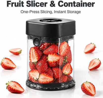 Grape Cutter for Toddlers & Baby, Blue | Fruit Slicer Cup, 304 Stainless Steel Blades, Quarters Grapes Strawberries Cherry Tomatoes into 4 Pieces, Non-Slip