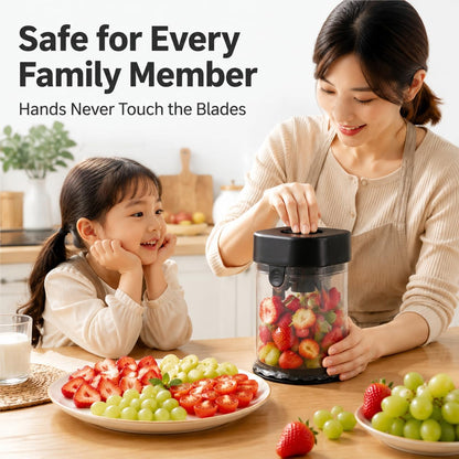 Grape Cutter for Toddlers & Baby, Blue | Fruit Slicer Cup, 304 Stainless Steel Blades, Quarters Grapes Strawberries Cherry Tomatoes into 4 Pieces, Non-Slip