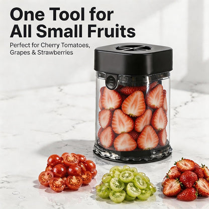 Grape Cutter for Toddlers & Baby, Blue | Fruit Slicer Cup, 304 Stainless Steel Blades, Quarters Grapes Strawberries Cherry Tomatoes into 4 Pieces, Non-Slip