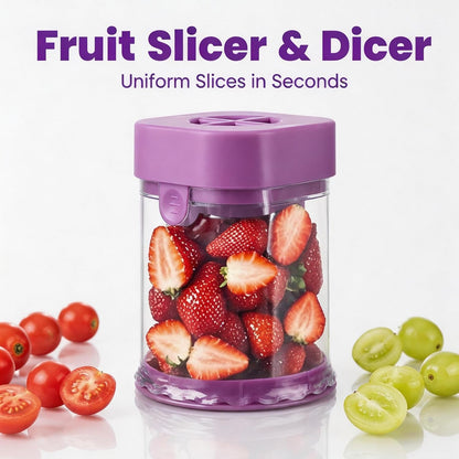 Grape Cutter for Toddlers & Baby, Blue | Fruit Slicer Cup, 304 Stainless Steel Blades, Quarters Grapes Strawberries Cherry Tomatoes into 4 Pieces, Non-Slip