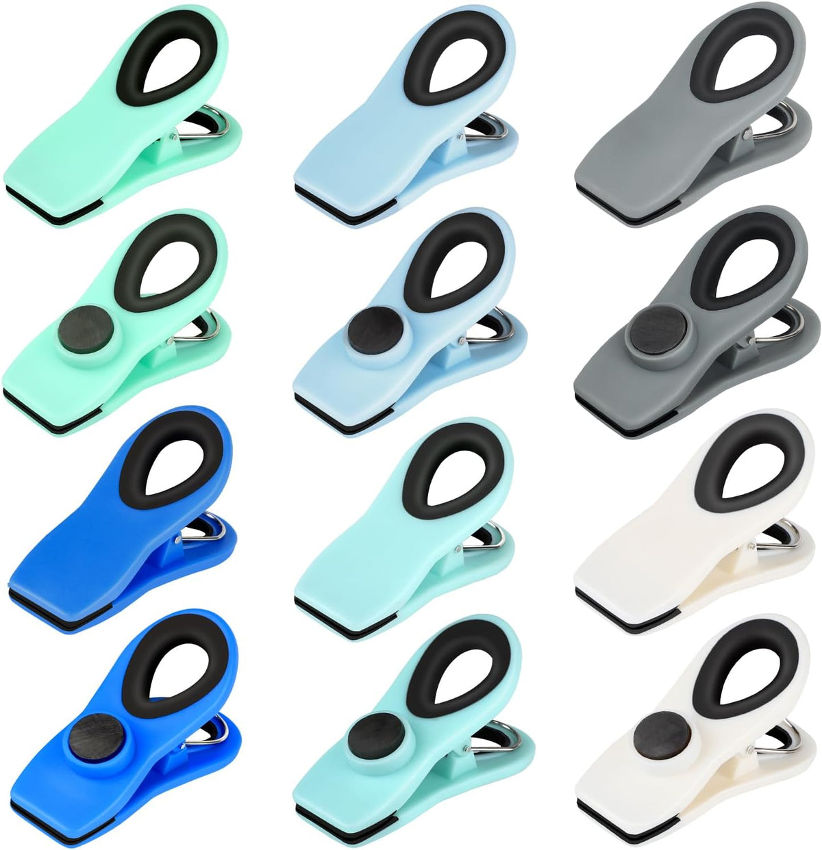 Chip Clips, Magnetic Bag Clips with Air Tight Seal for Food Storage, 12 Pieces, Neutral Color