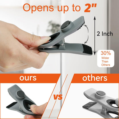 Chip Clips, Magnetic Bag Clips with Air Tight Seal for Food Storage, 12 Pieces, Neutral Color
